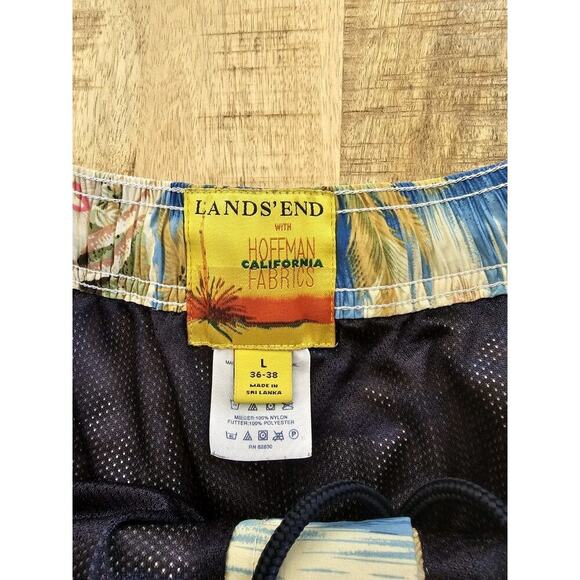 Lands' End Hoffman Fabrics Tropical Print Swim Trunks Men's Size 36-38 - Picture 3 of 8